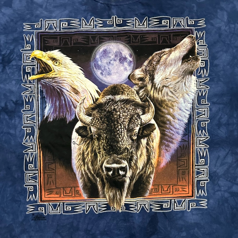 Vintage The Mountain Wolf Eagle Buffalo Tee Tie Dye - Picture 3 of 3